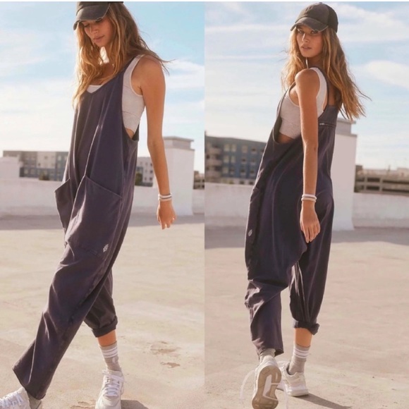 Free People Pants - FREE PEOPLE Movement Hot Shot Onesie Jumpsuit 
NEW Size L Washed Black
